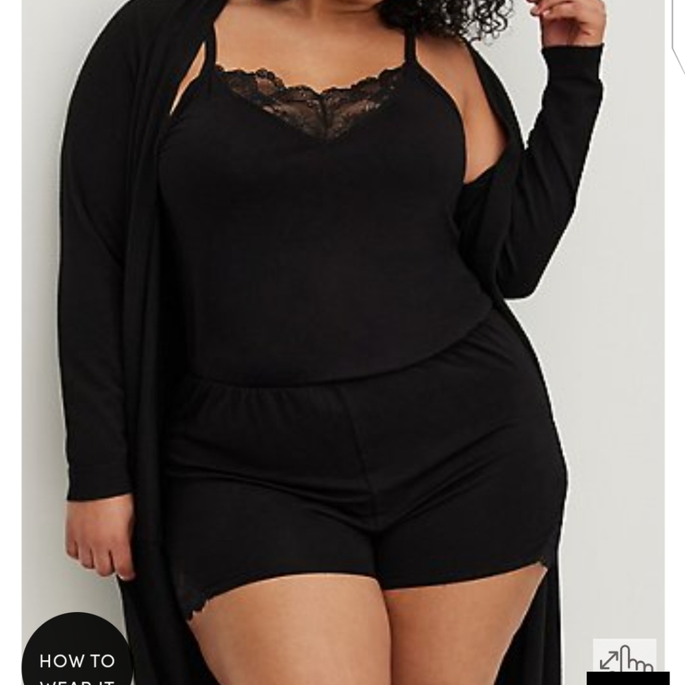 🆕  2X JERSEY SLEEP ROMPER - BLACK LACE TRIM